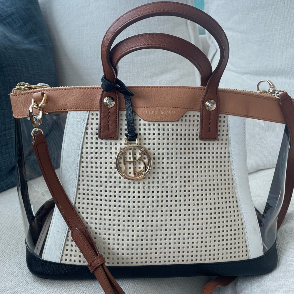 Henri Bendel Brown and White Satchel